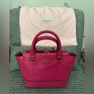 Kate Spade Wellesley Small Camryn Hot Pink Leather Satchel Purse Handbag
